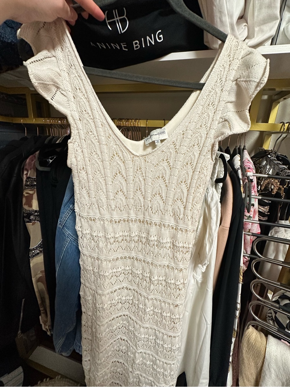 Cream Knit Crochet Midi Dress 🍨